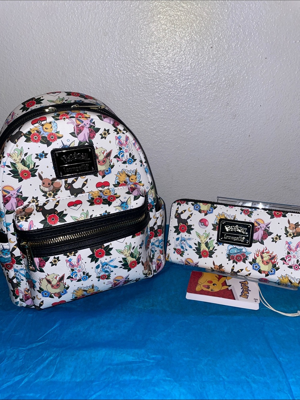 Loungefly Pokemon Eevee Evolutions Floral Traditional Tattoo Print Wallet